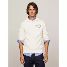 Sudadera Universitaria Blanca Capucha Tommy Hilfiger Hombre