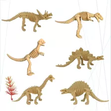 Kit 6 Miniaturas Dinossauros Esqueleto Fossil Jurassico