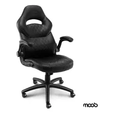 Cadeira Gamer Moob Horizon Em Aço De Carbono Com Fução Relax Braços Ajustáveis Verticalmente Estofado Em Couro Sintético Suporte Fixo Lombar