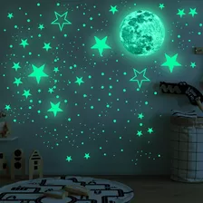Calcomania Luna Cielo Estrellado Brilla En La Oscuridad D015