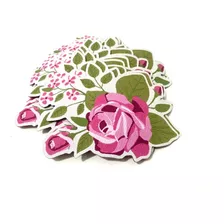 Patche Flor Rosa Termocolante 11cmx9cm Etiqueta Roupa