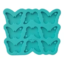 Molde Silicone Resina 9 Borboletas Pingente Com Furo 2,3cm