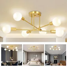 Llinpi® Lámpara De Techo Colgante Moderna 6 Luces Oro Metal