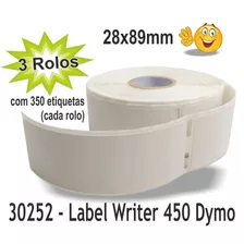 03 Rolos Etiqueta 30252 Impressora Dymo Labelwriter