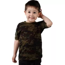 Camiseta Tática Ranger Infantil Com Bolso Bélica Dig. Argila