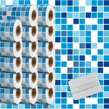 Adesivo Decorativo Papel Parede Pastilhas Azul 17 Rolos