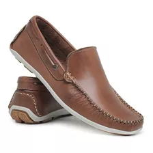 Sapato Mocassim Masculino Couro Legitimo Café 5 Cores - Leve