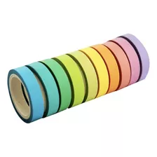 Fita Decorativa Washi Tape Tons Pastel C/ 12 Uni Estreita Cor Mix