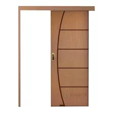 Porta De Correr Madeira Frisada C/trilho 210x90 S/fechadura Cor Coral-claro