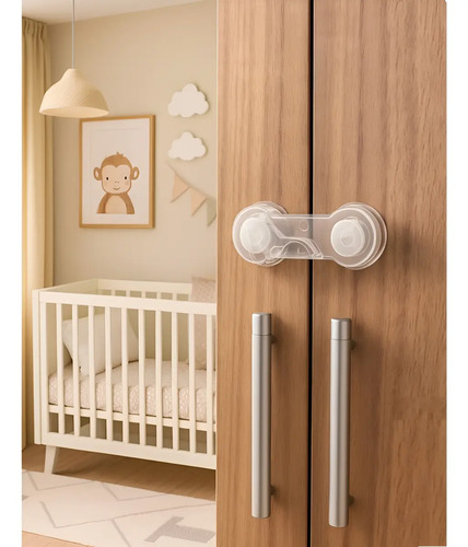 Kit 10 Travas Gaveta Porta Armário Transparente Bebê Fita 3m Transparente
