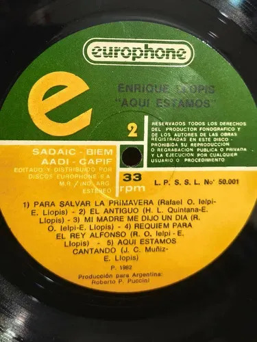 Enrique Llopis - Aquí Estamos... - vinilo 1982