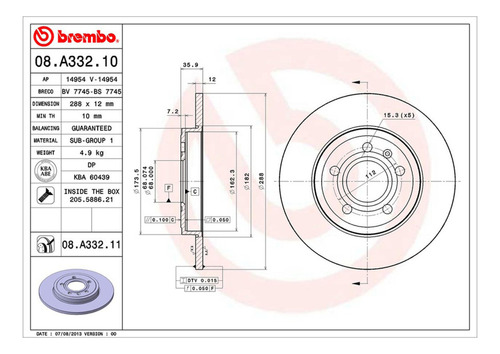 Par Discos Brembo Audi A4 Avant 2005 Trasero Foto 2