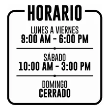 Vinil Blanco Horario Personalizado Para Negocio (30x30 Cm)