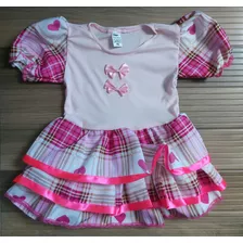 Vestido Infantil Junino Junina Busto Com Elástano + Tiara