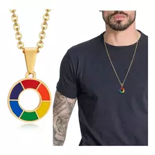 Colar Cordão Aço Inoxidável Orgulho Lgbt Bandeira Colorida