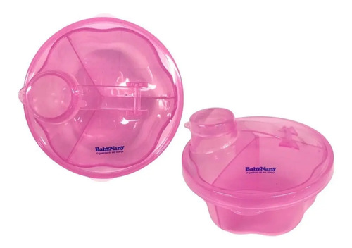 Pote Dosador Leite Pó 3 Divisões Rosa Baby Nany 2 Unidades