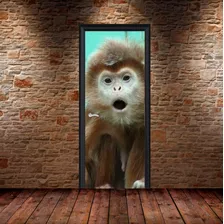 Vinilo Para Puerta Mono Monkey Animal Naturaleza Simio M2