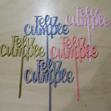 Cake Topper Feliz Cumple Colores Variados 3 Docenas