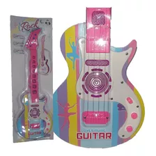 Brinquedo Guitarra Infantil Rock Musical Com Cordas Rosa
