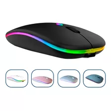 Mouse Sem Fio Recarregável Elegante Click Silencioso Led Rgb