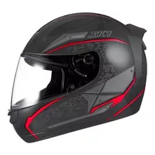 Capacete Nº60 Moto Fechado Sky Preto Vermelho Two Soldiel 