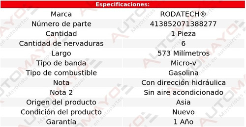 1-banda Accesorios Micro-v Peugeot 206 4 Cil 1.4l S/aa 00-08 Foto 2