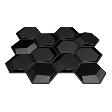 Kit 30 Placas 3d Pvc Preto Revestimento Parede 5m² Hexagon