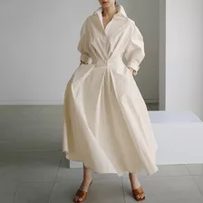 Vestidos Elegantes Casuales Camisero De Lino For Mujer