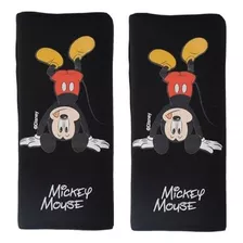 Par Mini Cubre Cinturon Seguridad Auto Niños Disney Mickey Color Negro