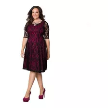 Vestido Feminino Plus Size Moda Evangélica Longuete Renda