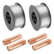 2 Arame Mig Uso Sem Gás 0,8mm - 1kg + 4 Bico 0,8 Mm M6x25