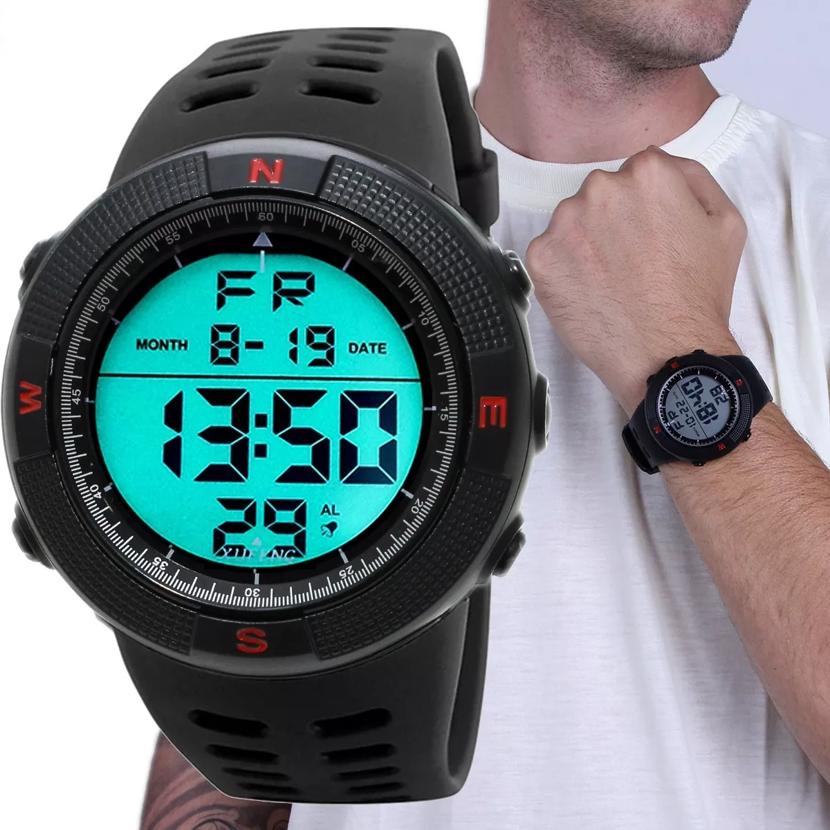 Relógio Digital Esportivo Barato Shock Masculino Prova Dagua