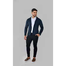 Kit Blazer Masculino Slim + Calça Slim Elastano Meia Estação