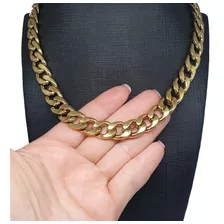 Cordão Grosso 40 Cm + Pulseira Feminina Aço Folheado Ouro18k