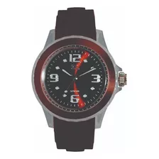 Reloj Mujer Extralarge Xl160 Malla Silicona Analogo Marron