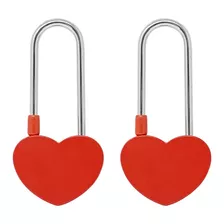 Set De 2 Candados De Amor Sin Llave, Corazón Rojo, Acero