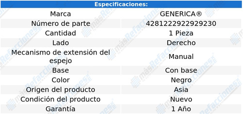 Espejo Pontiac Sunfire 2000-2001-2002-2003-2004 2p Elec Ngro Foto 2