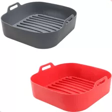 Kit 2 Forma Silicone Air Fryer Microondas Quadrada Reforçada