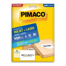 Etiqueta Inkjet/laser Carta 6095 Com 10 Folhas Pimaco