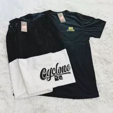 Conjunto Bermuda Cyclone Veludo Branco + Camiseta Brinde