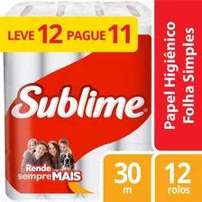 Papel Higienico Folha Simples Sublime L12p11 Rolos