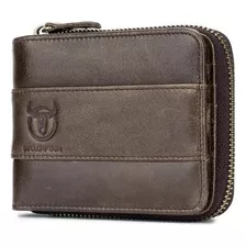 Billetera De Cuero Para Hombre Marca Bullcaptain Café Oscuro