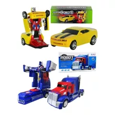 Kit Com 2 Peças 1 Caminhão Vira Robo +1 Carro 3d Vira Robo !