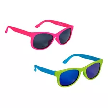 Kit 2 Óculos Sol Infantil Confortável Protege Olho Bebe Buba Cor Rosa/ Verde Com Azul