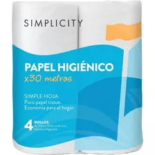 Papel Higiénico Simplicity Hoja Simple 4 U X 30 M C/u