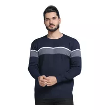 Sueter Masculino Blusa Tricot Frio Listrado Gola Redonda