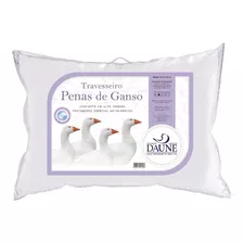 Travesseiro Daune 100% Penas De Ganso Tradicional 70cm Cor Branco