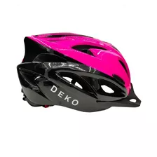 Capacete Com Sinalizador Led Bike Ciclismo Rosa Preto Deko