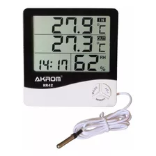 Termohigrômetro Com Sensor Externo + Relógio - Akrom Kr42