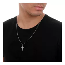 Colar De Cruz Masculino 60cm Pingente Maciço Aço Cirúrgico